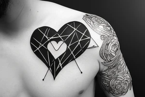 broken heart with light surrounded tattoo idea
