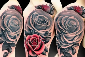 book with swords, roses and stars tattoo idea