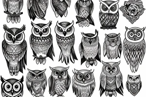 owl on top of heart tattoo idea