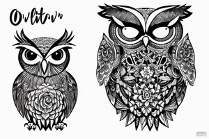 owl on top of heart tattoo idea