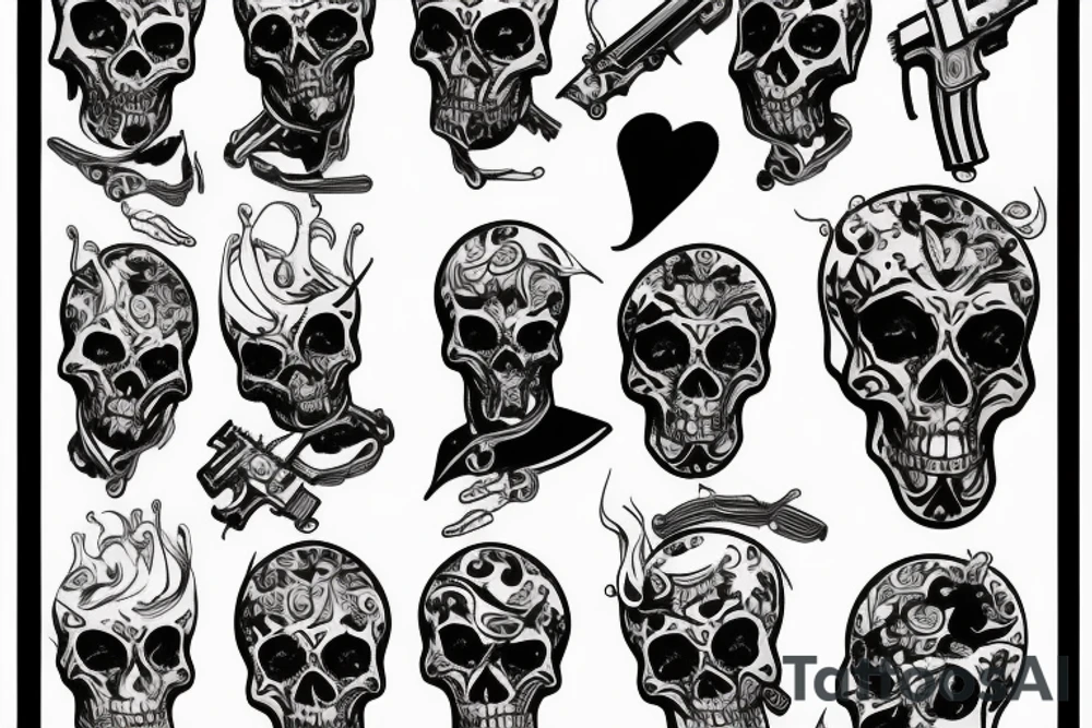 skeleton gunslinger with revolver in his hand tattoo idea