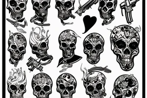skeleton gunslinger with revolver in his hand tattoo idea