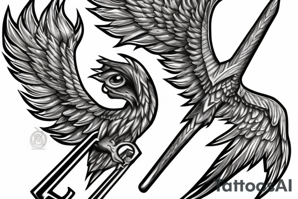 Phoenix dragging a key from a chain tattoo idea
