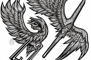 Phoenix dragging a key from a chain tattoo idea