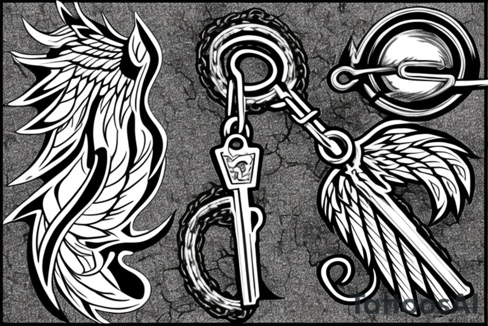 Phoenix dragging a key from a chain tattoo idea