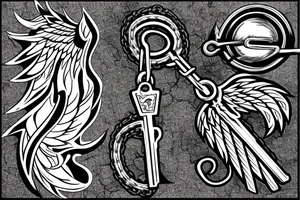 Phoenix dragging a key from a chain tattoo idea