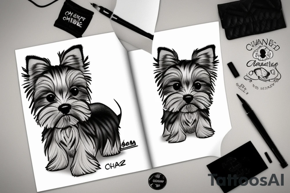 Yorkie puppy named chanel tattoo idea