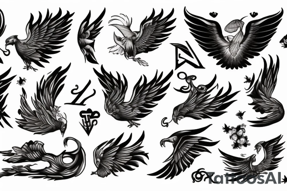 Phoenix holding key tattoo idea