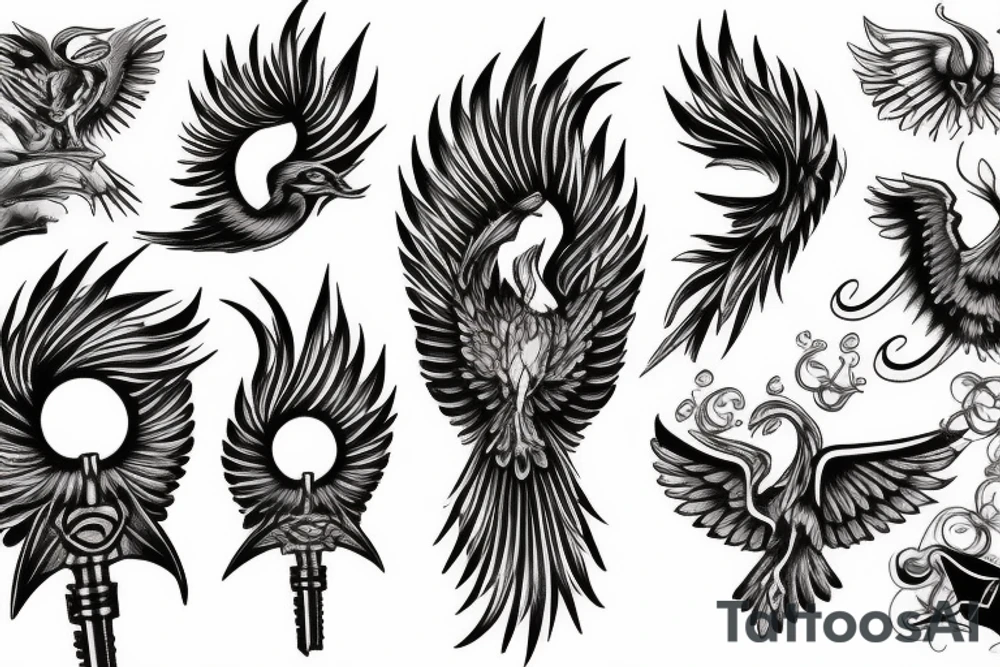 Phoenix holding key tattoo idea