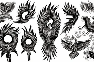 Phoenix holding key tattoo idea