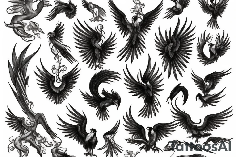 Phoenix holding key tattoo idea