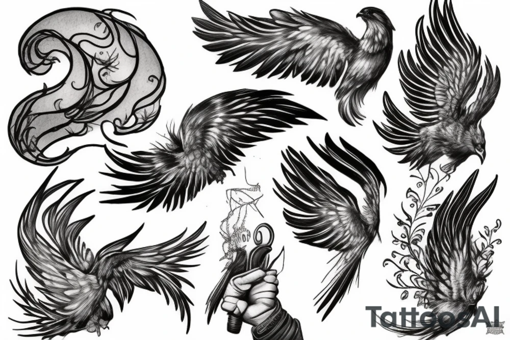 Phoenix holding key tattoo idea
