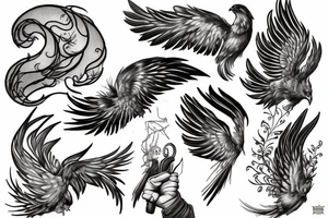 Phoenix holding key tattoo idea