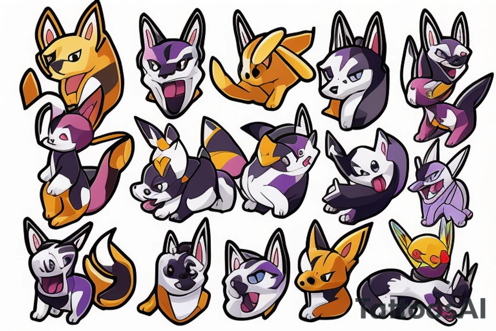 Husky Dog Pokemon tattoo idea
