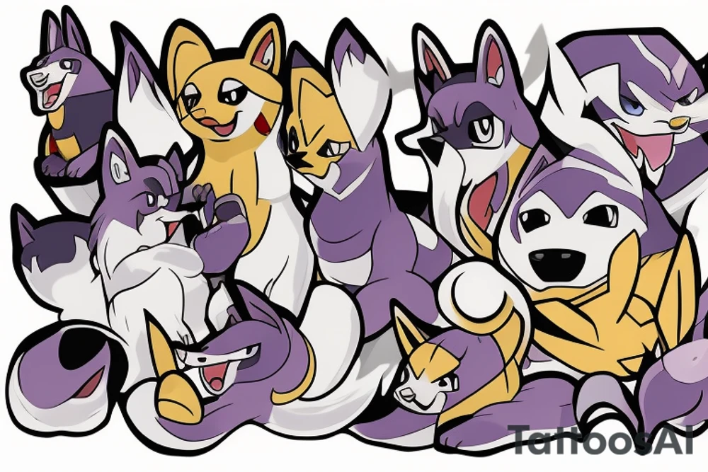 Husky Dog Pokemon tattoo idea