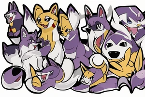 Husky Dog Pokemon tattoo idea