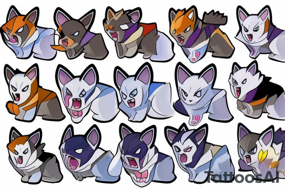 Husky Dog Pokemon Ghost Ice Type tattoo idea