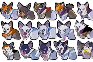 Husky Dog Pokemon Ghost Ice Type tattoo idea