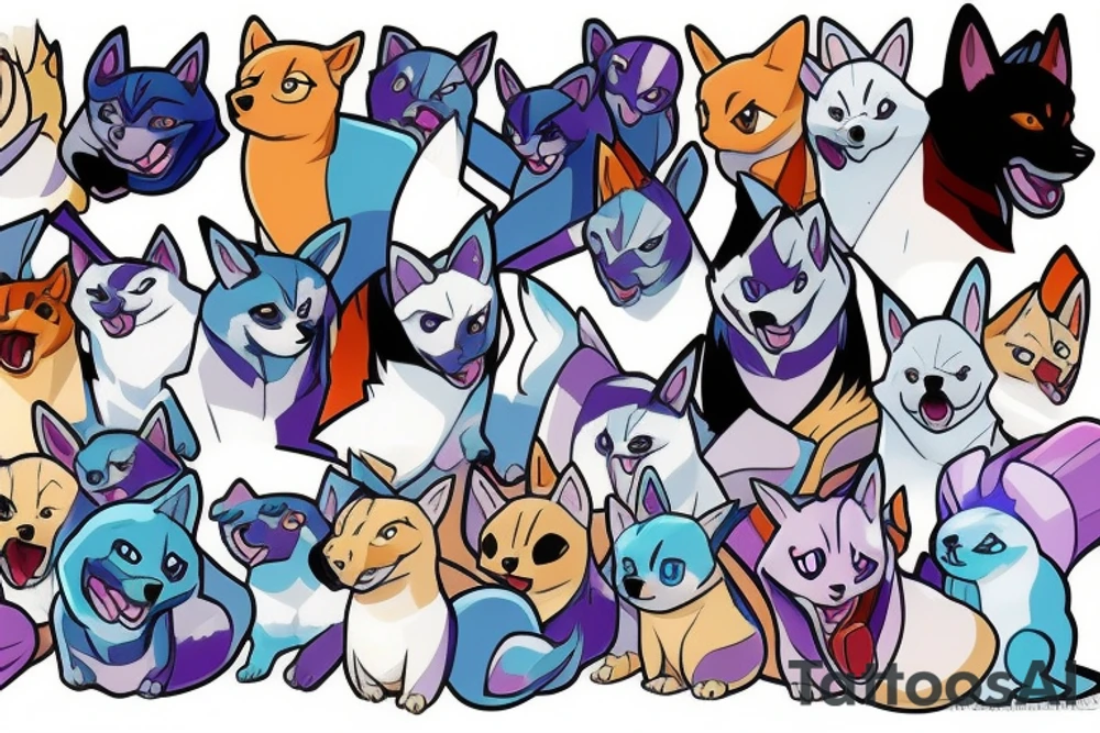 Husky Dog Pokemon Ghost Ice Type tattoo idea