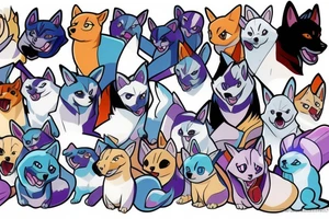 Husky Dog Pokemon Ghost Ice Type tattoo idea