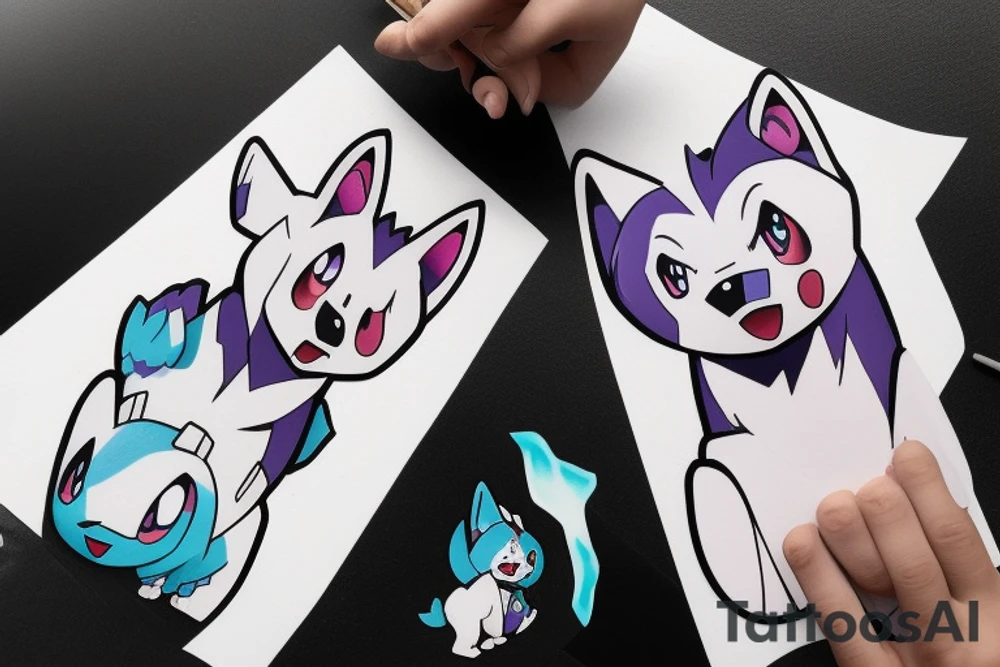 Husky Dog Pokemon Ghost Ice Type tattoo idea