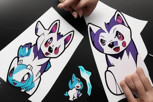 Husky Dog Pokemon Ghost Ice Type tattoo idea