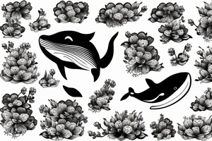 Whale with flowers tattoo idea
