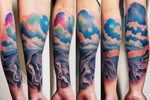clouds in arm tattoo idea