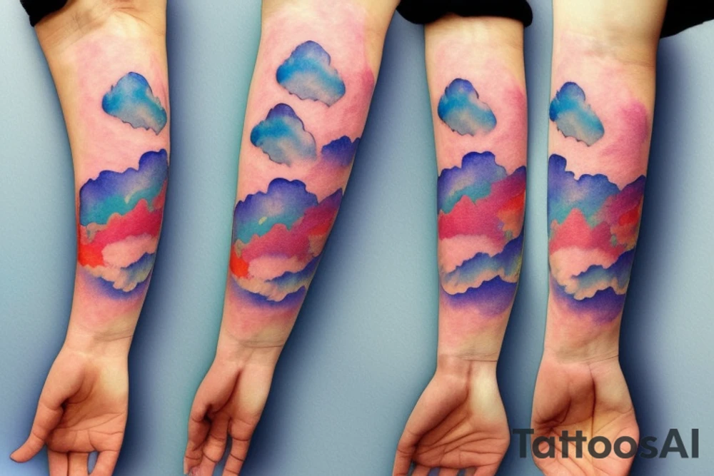 clouds in arm tattoo idea