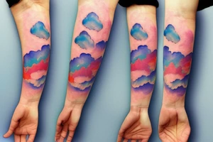 clouds in arm tattoo idea