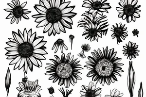 Alien holding a daisy flower tattoo idea