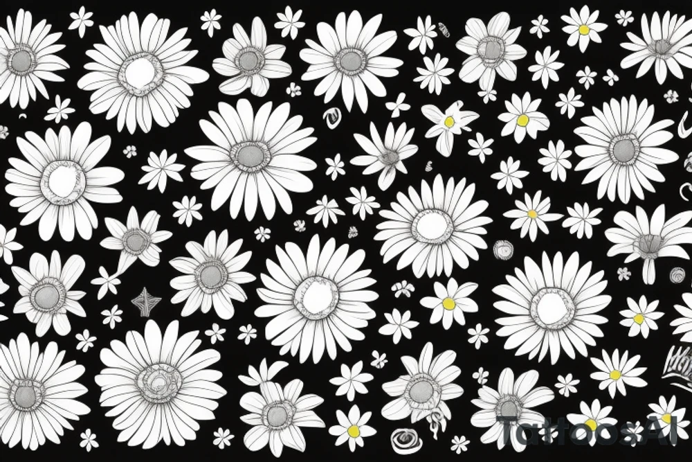 Alien holding a daisy flower tattoo idea
