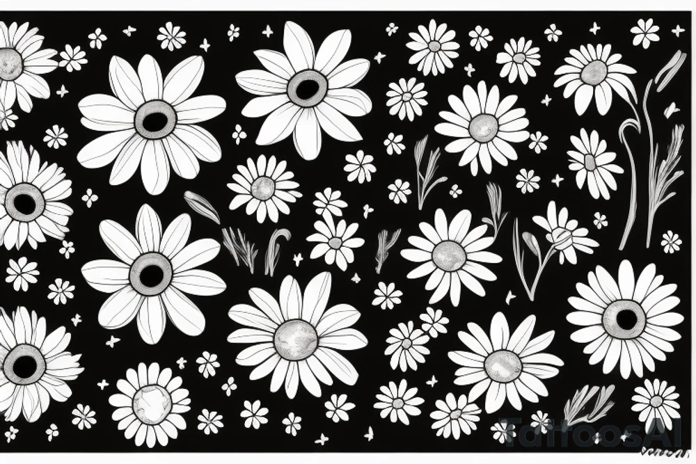 Alien holding a daisy flower tattoo idea