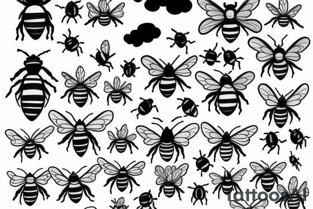 Bees and clouds tattoo idea