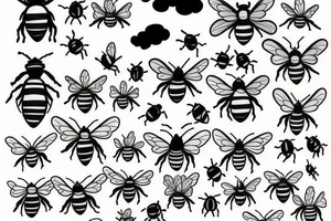Bees and clouds tattoo idea