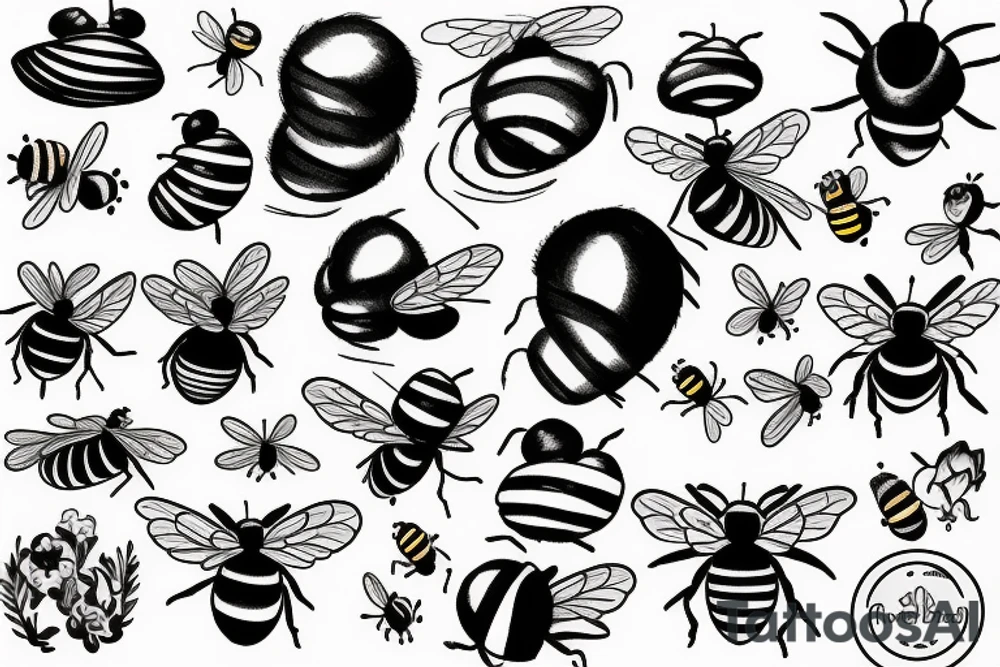 Bees, clouds, and a beehive tattoo idea