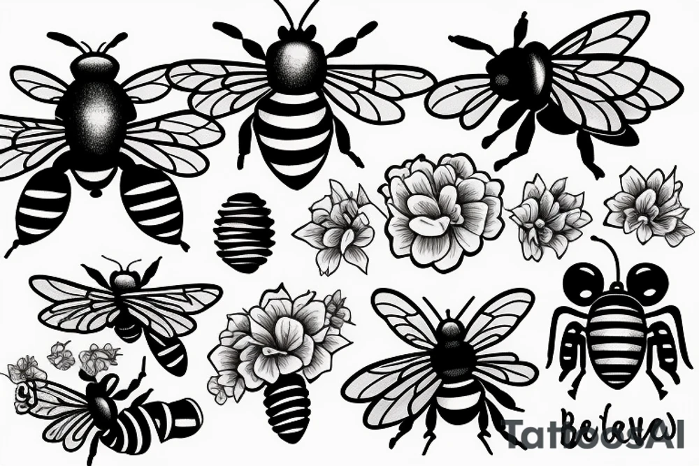 Bees, clouds, and a beehive tattoo idea