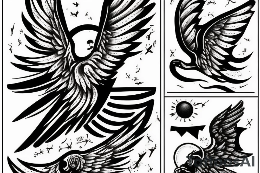 Icarus falling after flying too close to the sun tattoo idea
