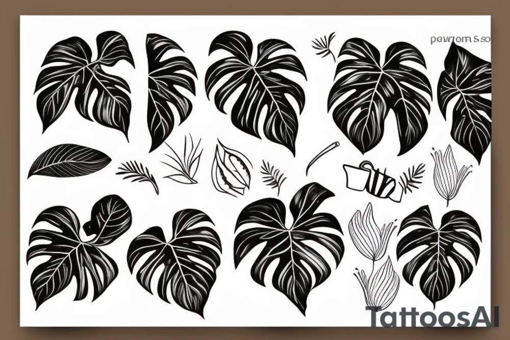 Monstera plant in a decorative teacup tattoo idea