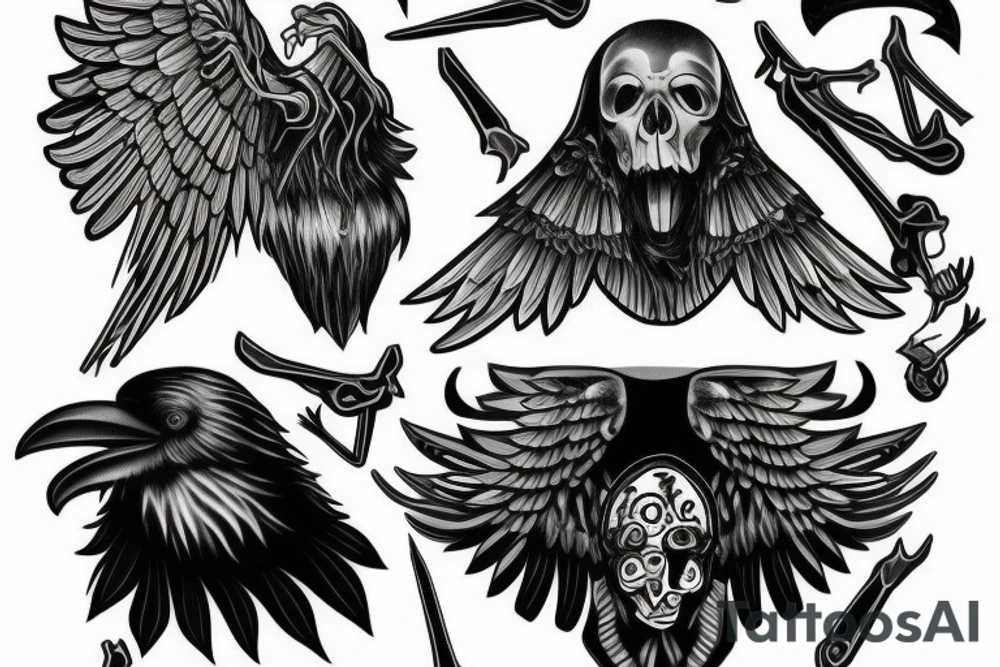 Socrates ravens grim reaper tattoo idea