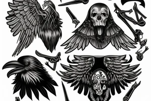 Socrates ravens grim reaper tattoo idea