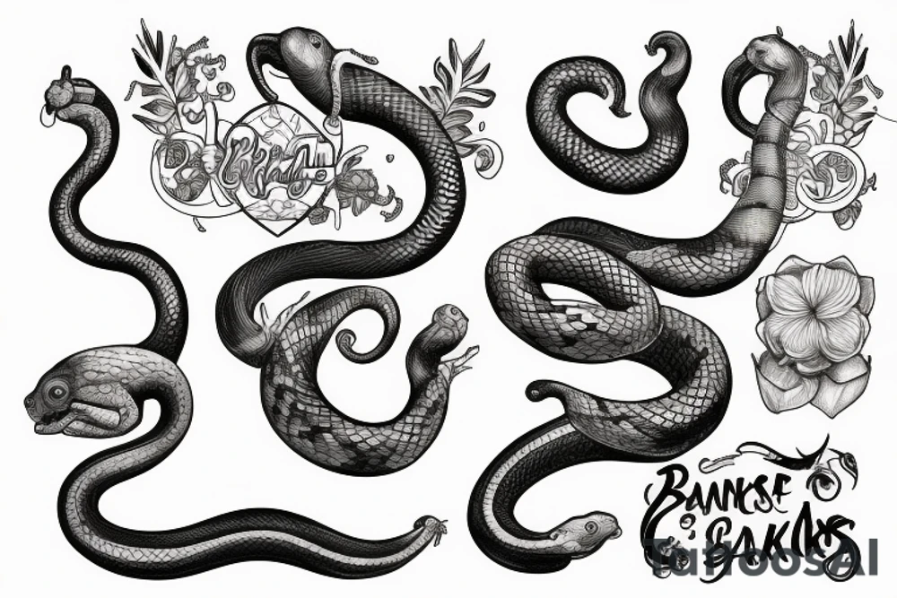 bananas and snakes tattoo idea