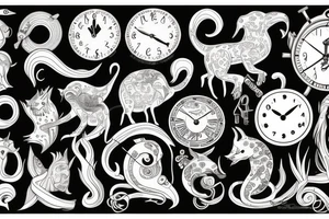 Clocks and animals tattoo idea