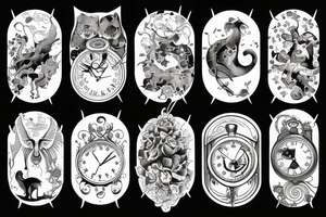 Clocks and animals tattoo idea