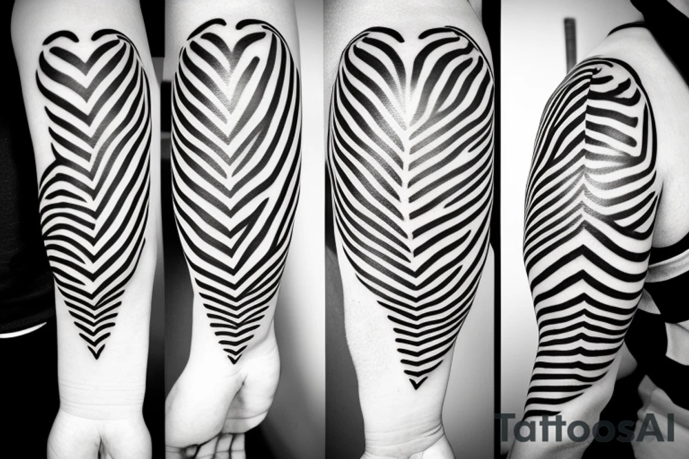 zebra striped heart tattoo idea