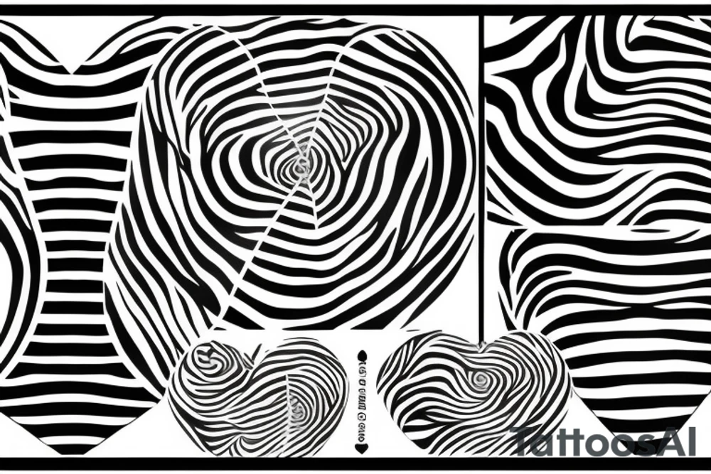 zebra striped heart tattoo idea