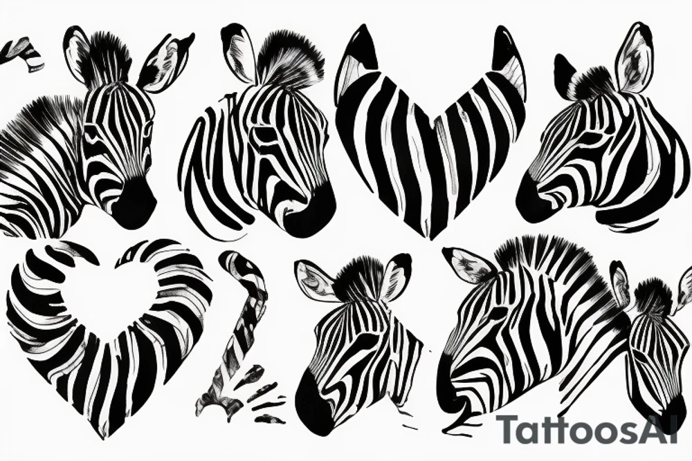 zebra striped heart tattoo idea