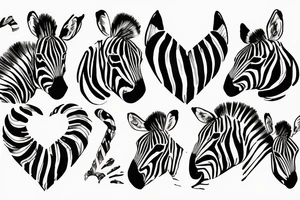 zebra striped heart tattoo idea