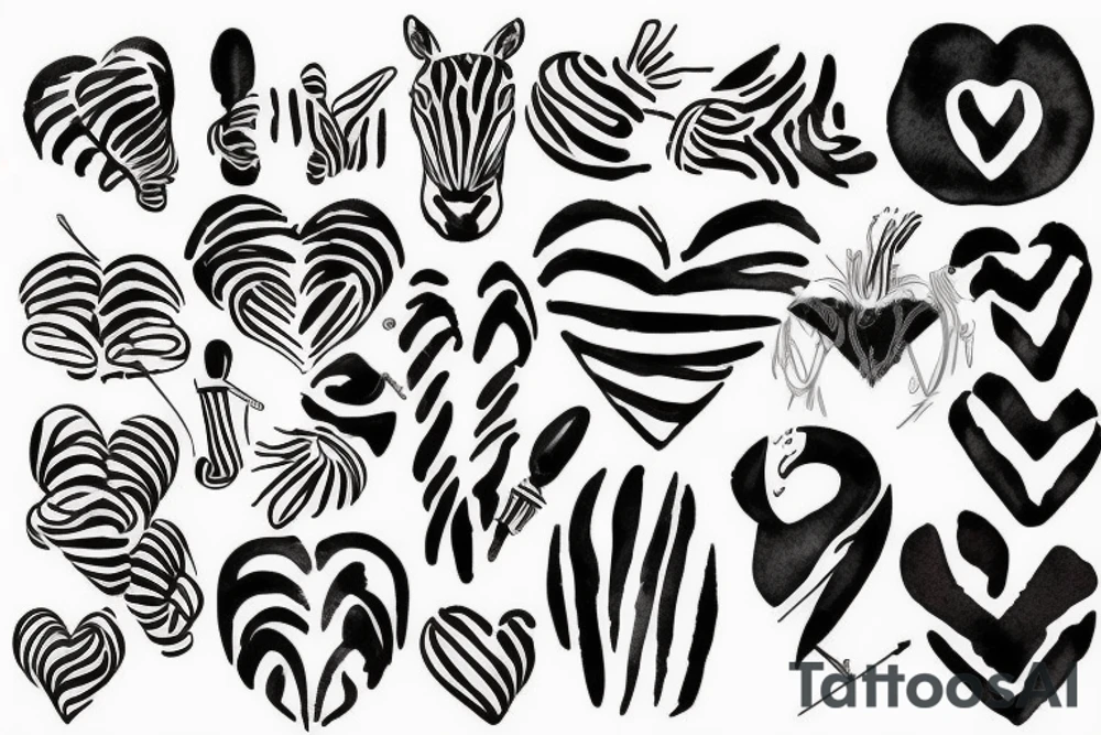 zebra striped heart tattoo idea