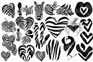 zebra striped heart tattoo idea